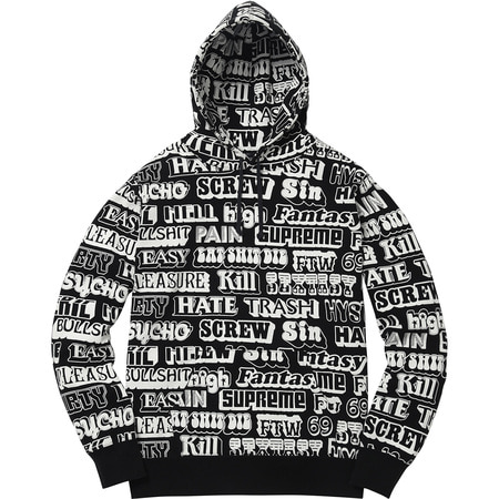 [해외] 슈프림 히스테릭 글래머 텍스트 후드 Supreme HYSTERIC GLAMOUR Text Hooded Sweatshirt 17FW