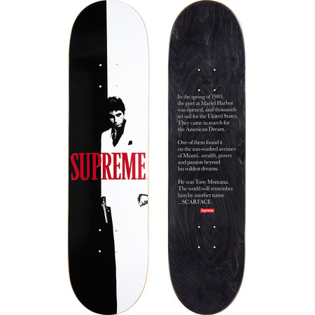 [해외] 슈프림 스카페이스 스플릿 스케이트보드 데크 Supreme Scarface Split Skateboard Deck 17FW