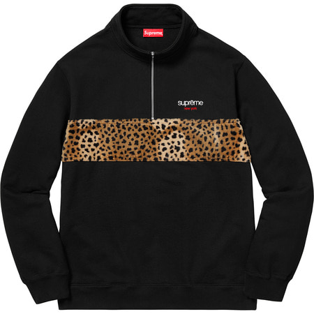 [해외] 슈프림 레오파드 패널 하프 집 스웻셔츠 Supreme Leopard Panel Half Zip Sweatshirt 18FW