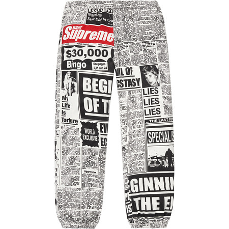 [해외] 슈프림 뉴스프린트 스케이트 팬츠 Supreme Newsprint Skate Pant 18FW